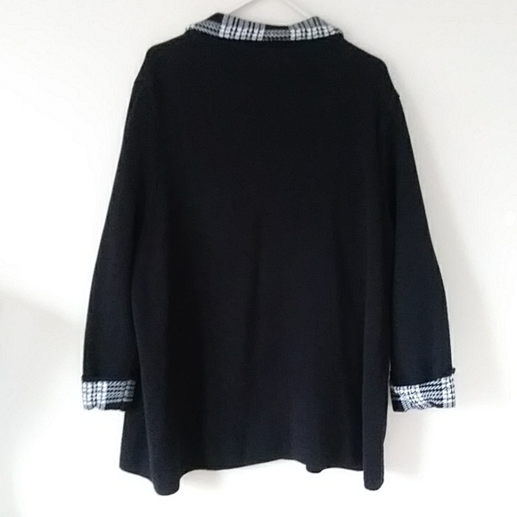 Dressbarn Woman Double Breasted Pleated Plaid Sweater Jacket 22/24 Black White - Picture 10 of 14